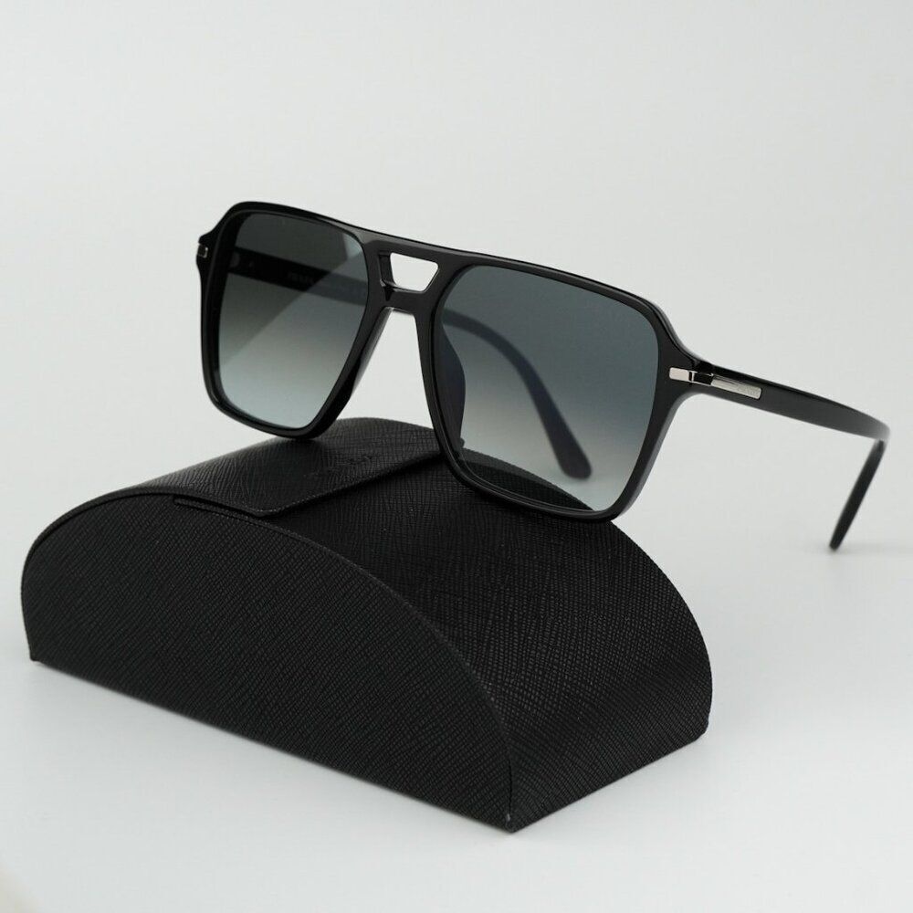 NEW Prada PR20YS 1AB06T Black Grey Unisex Pilot Sunglasses PR 20YS - Picture 2 of 9